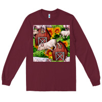 Burgundy Mama And Baby Pig Long Sleeve Tee - BundleAndBundleShop