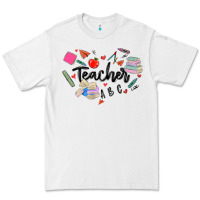 White teacher heart Premium Tee - MaliasSmallBusiness