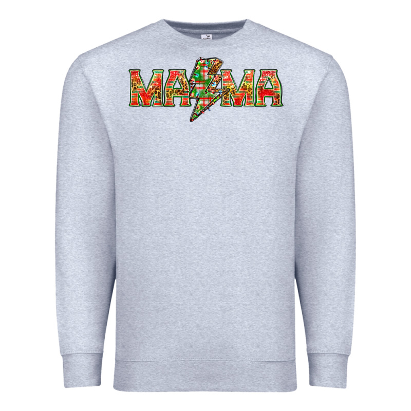 Mama Christmas Lightning Bolt Premium Sweatshirt by NancyCooperArtShop | Teevron