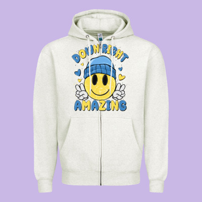Down Right Amazing Zipper Hoodie Designed By Maliassmallbusiness