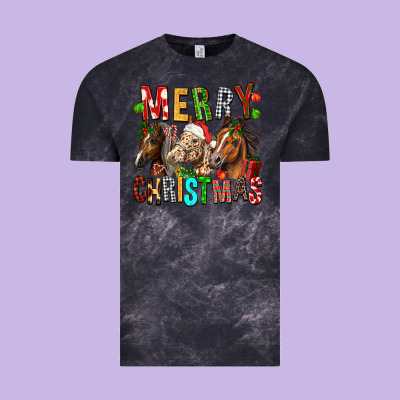 Merry Christmas Horses Vintage Tee Designed By Fadigitalartstudio