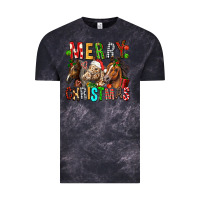 Cloud Black Merry christmas horses Vintage Tee - FaDigitalArtStudio