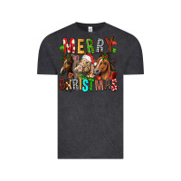 Vintage Black Merry christmas horses Vintage Tee - FaDigitalArtStudio
