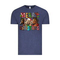 Vintage Denim Merry christmas horses Vintage Tee - FaDigitalArtStudio