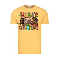 Vintage Mustard Merry christmas horses Vintage Tee - FaDigitalArtStudio