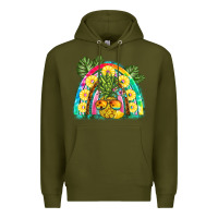 Army Green pineapple rainbow Premium Hoodie - BarkalooDesign