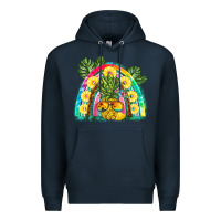 Navy pineapple rainbow Premium Hoodie - BarkalooDesign