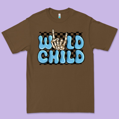 Premium Tee wild child blue skeleton