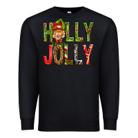 Black Holly Jolly elf gnome Premium Sweatshirt - NancyCooperArtShop