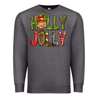 Charcoal Heather Holly Jolly elf gnome Premium Sweatshirt - NancyCooperArtShop
