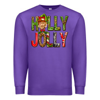 Purple Holly Jolly elf gnome Premium Sweatshirt - NancyCooperArtShop