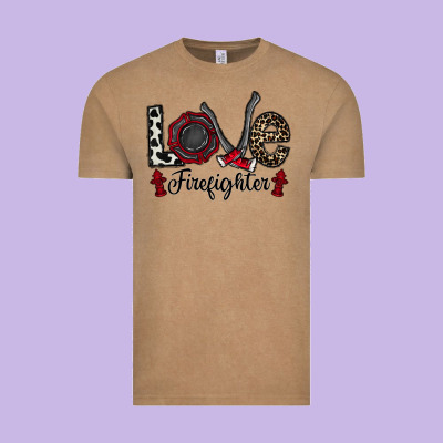 Love Firefighter Vintage Tee Designed By Cowhidedigitalart