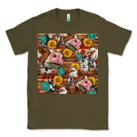 Army Green cow and western seamless pattern Classic Tee - BundleAndBundleShop