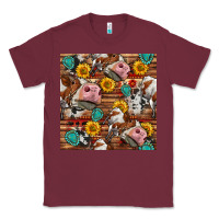 Burgundy cow and western seamless pattern Classic Tee - BundleAndBundleShop