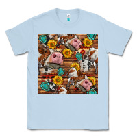 Dusty Blue cow and western seamless pattern Classic Tee - BundleAndBundleShop