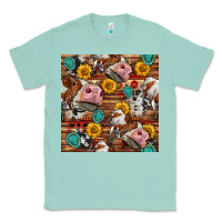 Seafoam cow and western seamless pattern Classic Tee - BundleAndBundleShop
