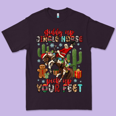Premium Tee giddy up jingle horse pick up your feet