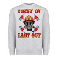 Heather Grey firefighter face mask with axes Heavyweight Sweatshirt - HRA Design Shop