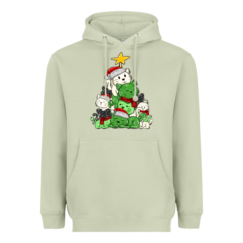 Christmas Cat Tree Heavyweight Hoodie by MaliasSmallBusiness | Teevron