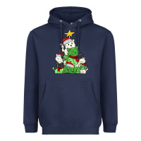 Navy Christmas cat tree Heavyweight Hoodie - MaliasSmallBusiness