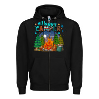 Black happy camper Zipper Hoodie - MaliasSmallBusiness
