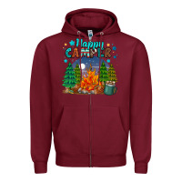 Burgundy happy camper Zipper Hoodie - MaliasSmallBusiness