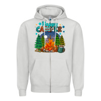 Dove Grey happy camper Zipper Hoodie - MaliasSmallBusiness