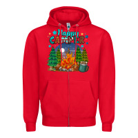 Red happy camper Zipper Hoodie - MaliasSmallBusiness