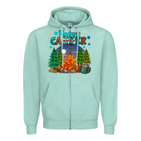 Seafoam happy camper Zipper Hoodie - MaliasSmallBusiness