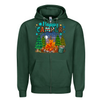 Sports Green happy camper Zipper Hoodie - MaliasSmallBusiness