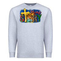 Heather Grey True Story Holy Family Premium Sweatshirt - MaliasSmallBusiness