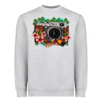 Heather Grey floral lotus leaf film roll vintage camera Heavyweight Sweatshirt - FaDigitalArtStudio