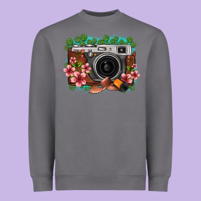 Floral Lotus Leaf Film Roll Vintage Camera Heavyweight Sweatshirt Designed By Fadigitalartstudio