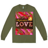 Army Green all you need is love Long Sleeve Tee - AdoDesignShop