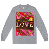 Heather Grey all you need is love Long Sleeve Tee - AdoDesignShop