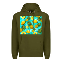 Army Green blue pineapple Premium Hoodie - BarkalooDesign