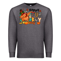 Charcoal Heather happy turkey day Premium Sweatshirt - MaliasSmallBusiness