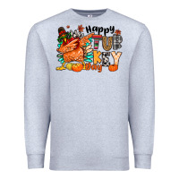 Heather Grey happy turkey day Premium Sweatshirt - MaliasSmallBusiness