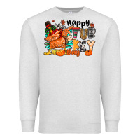 Oatmeal Heather happy turkey day Premium Sweatshirt - MaliasSmallBusiness