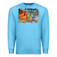 Ocean Blue happy turkey day Premium Sweatshirt - MaliasSmallBusiness
