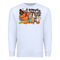 White happy turkey day Premium Sweatshirt - MaliasSmallBusiness