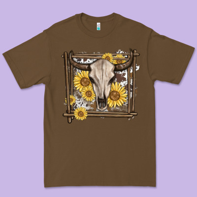 Premium Tee western bull skull