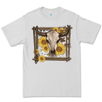 Dove Grey western bull skull Premium Tee - MaliasSmallBusiness