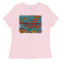Bubblegum Pink sunflower gemstone serape background Ladies Tee - AdoDesignShop