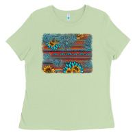 Matcha sunflower gemstone serape background Ladies Tee - AdoDesignShop