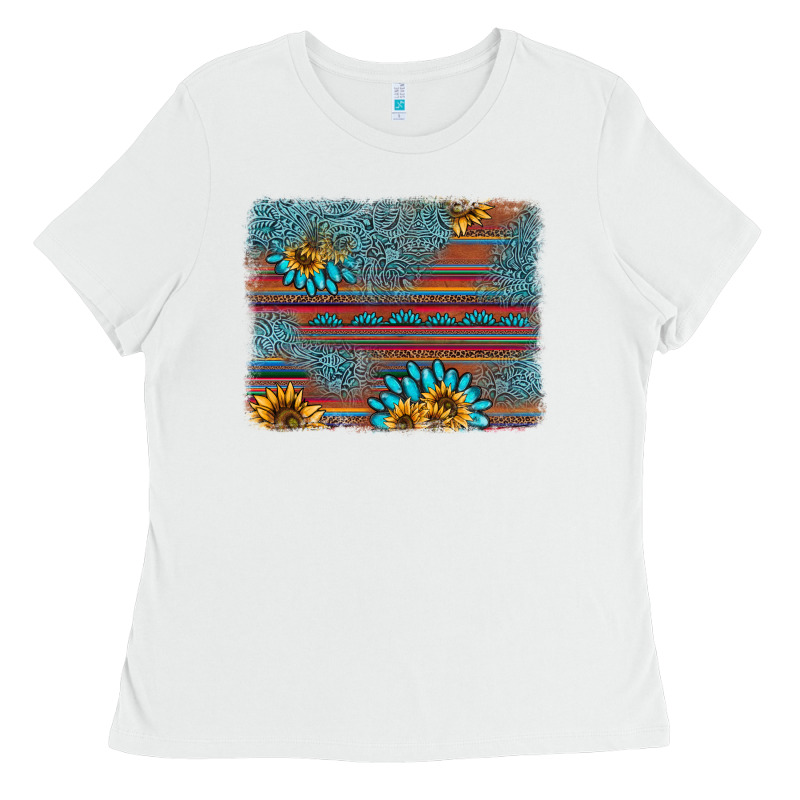 Sunflower Gemstone Serape Background Ladies Tee by AdoDesignShop | Teevron