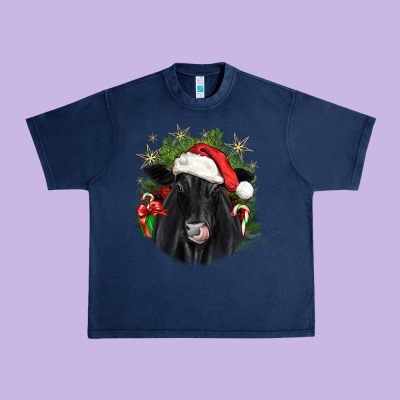 Christmas Black Angus Urban Heavy Tee Designed By Jahusdesignshop