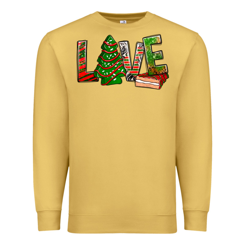 Love Christmas Tree Cake Premium Sweatshirt by NancyCooperArtShop | Teevron