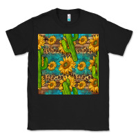 Black sunflower and cactus seamless pattern Classic Tee - BundleAndBundleShop