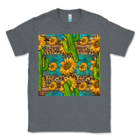 Charcoal Heather sunflower and cactus seamless pattern Classic Tee - BundleAndBundleShop